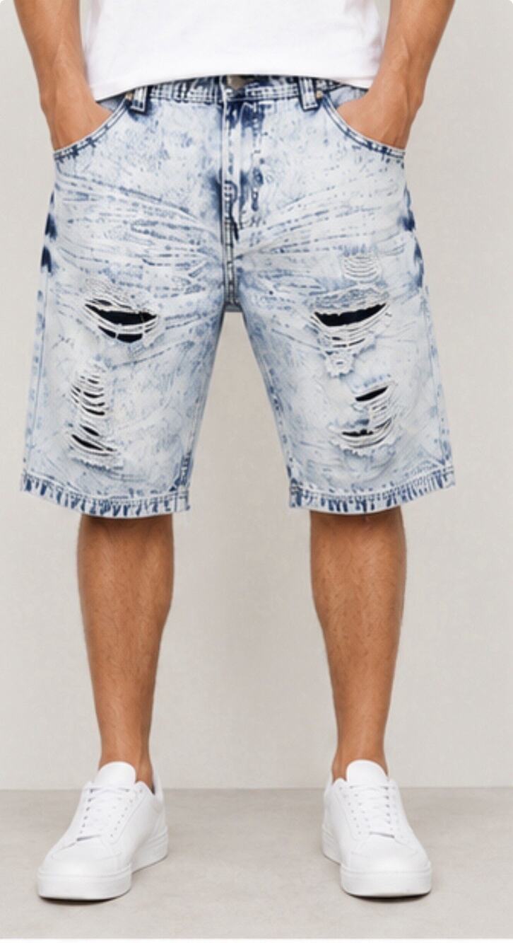 Switch Remarkable Distressed Denim Shorts Men’s 38 Acid Wash Ripped Streetwear